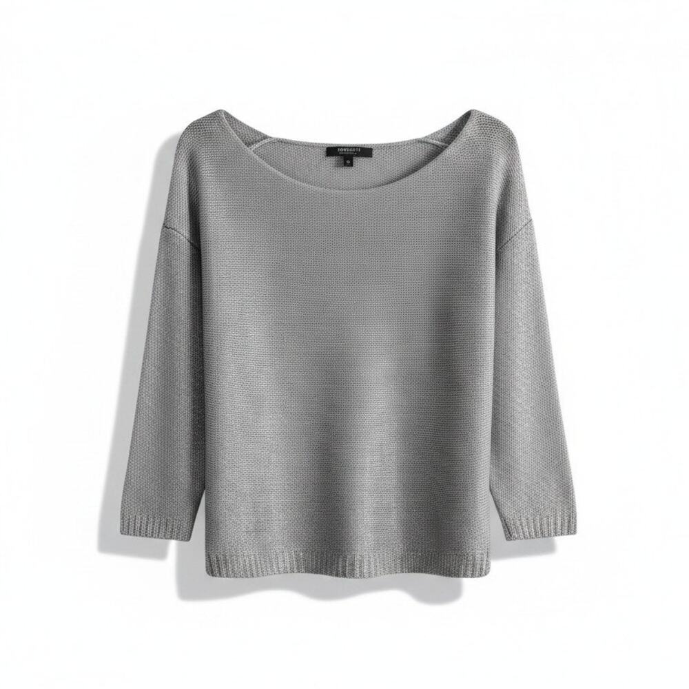 Forever 21 Womens Metallic Coating Knit Sweater Gray XS Casual Cyber Core Gothic